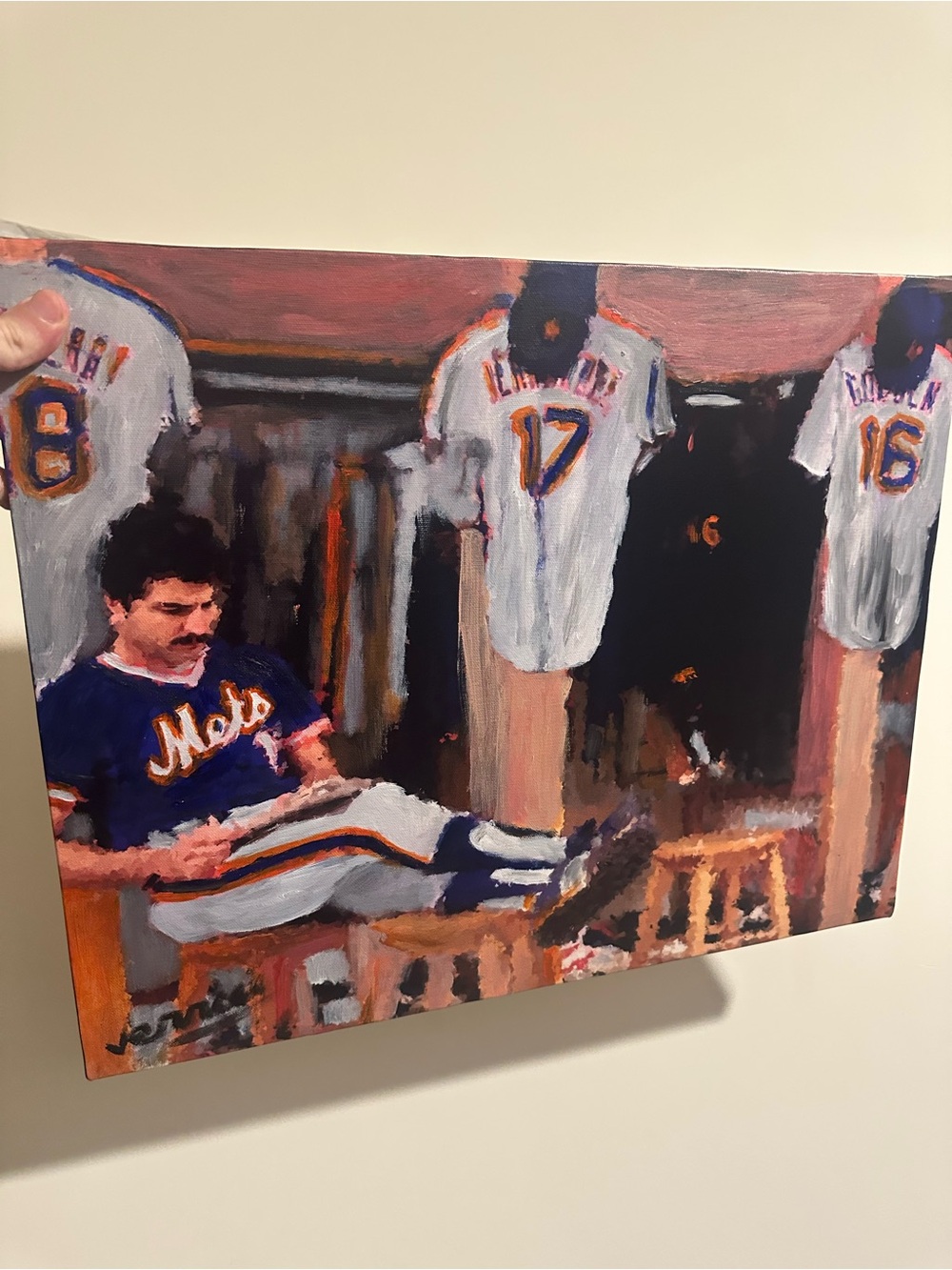 Keith Hernandez Locker Room Baseball Art Painting 16x20 1/1